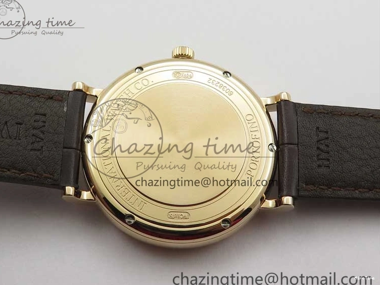 MIROTIME 0415 Stylish Portofino IW459402 RG MKS 1:1 Best Edition White Dial on Brown Leather Strap Miyota 7084